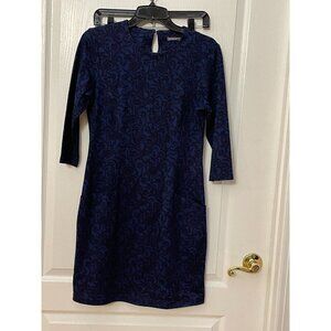 J McLaughlin Size Small Navy Black Floral Sheath Dress